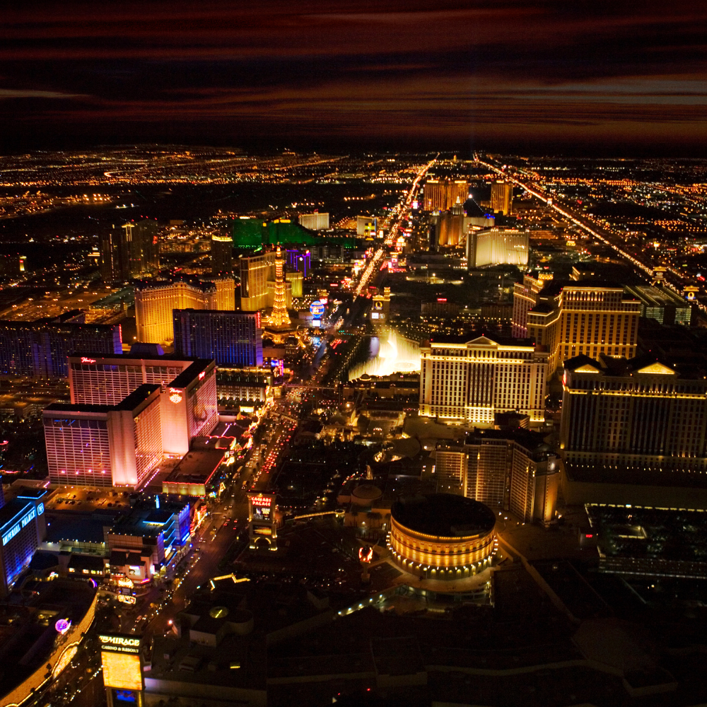 View of the Las Vegas City Lights from the helicopter